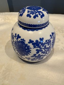 Vintage Blue And White Jar