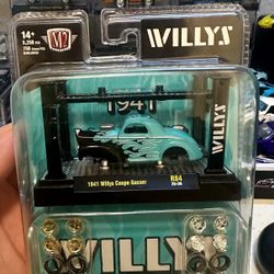M2 Machines 1941 Willys Coupe Gasser Model Kit 1:64 Diecast Turquoise Extra Whe…