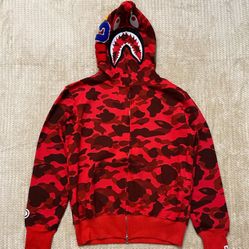 RED BAPE CAMO SHARK BATHING APE HOODIE