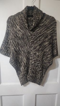 Women's Knit Poncho Sweater Size Large Brown Beige