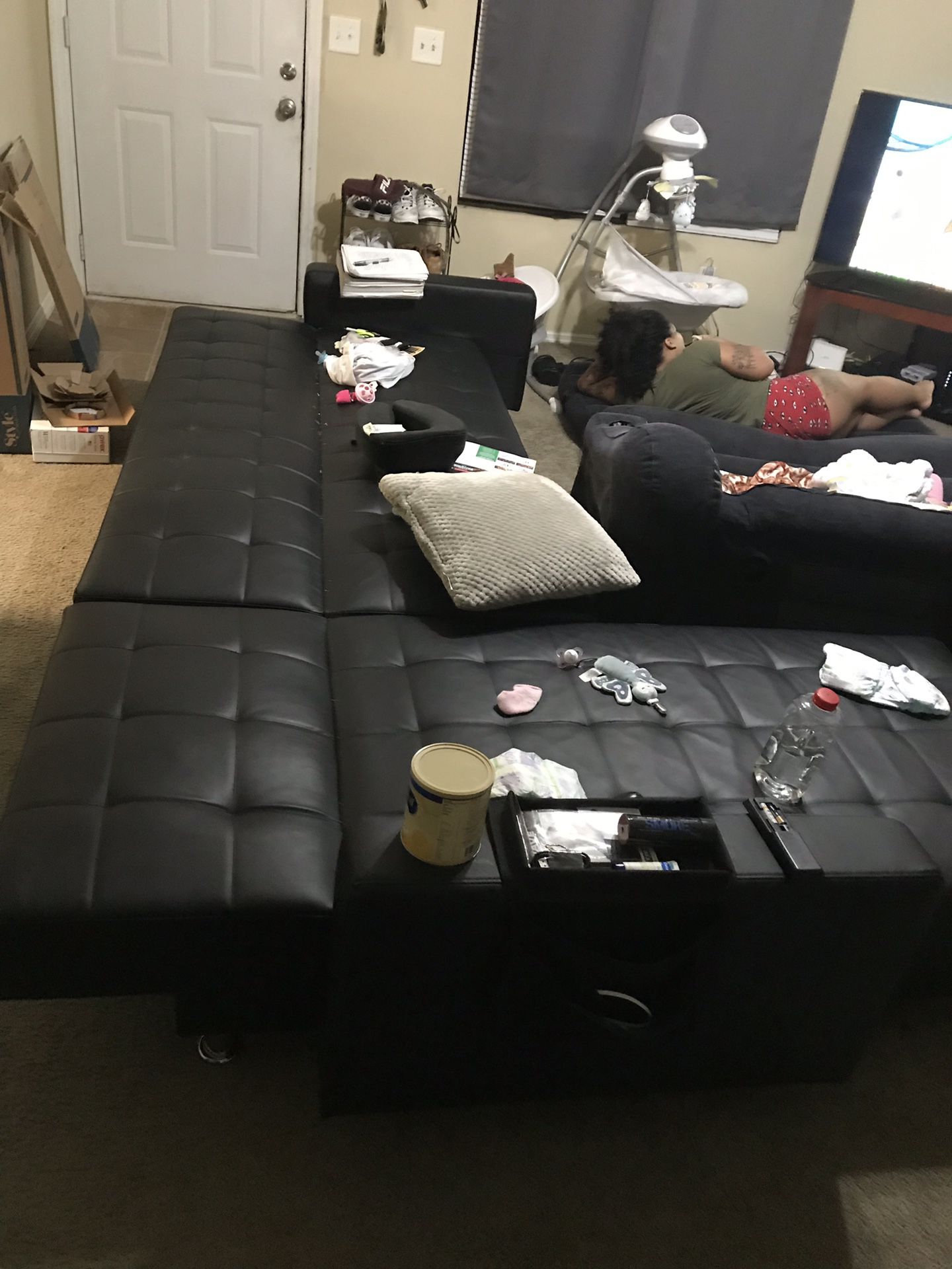 Leather couch sectional