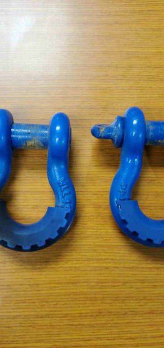 Pair of 3/4 WLL43/4T D Rings Blue- Great for Jeep Wrangler Off Road Trucks Winch Use