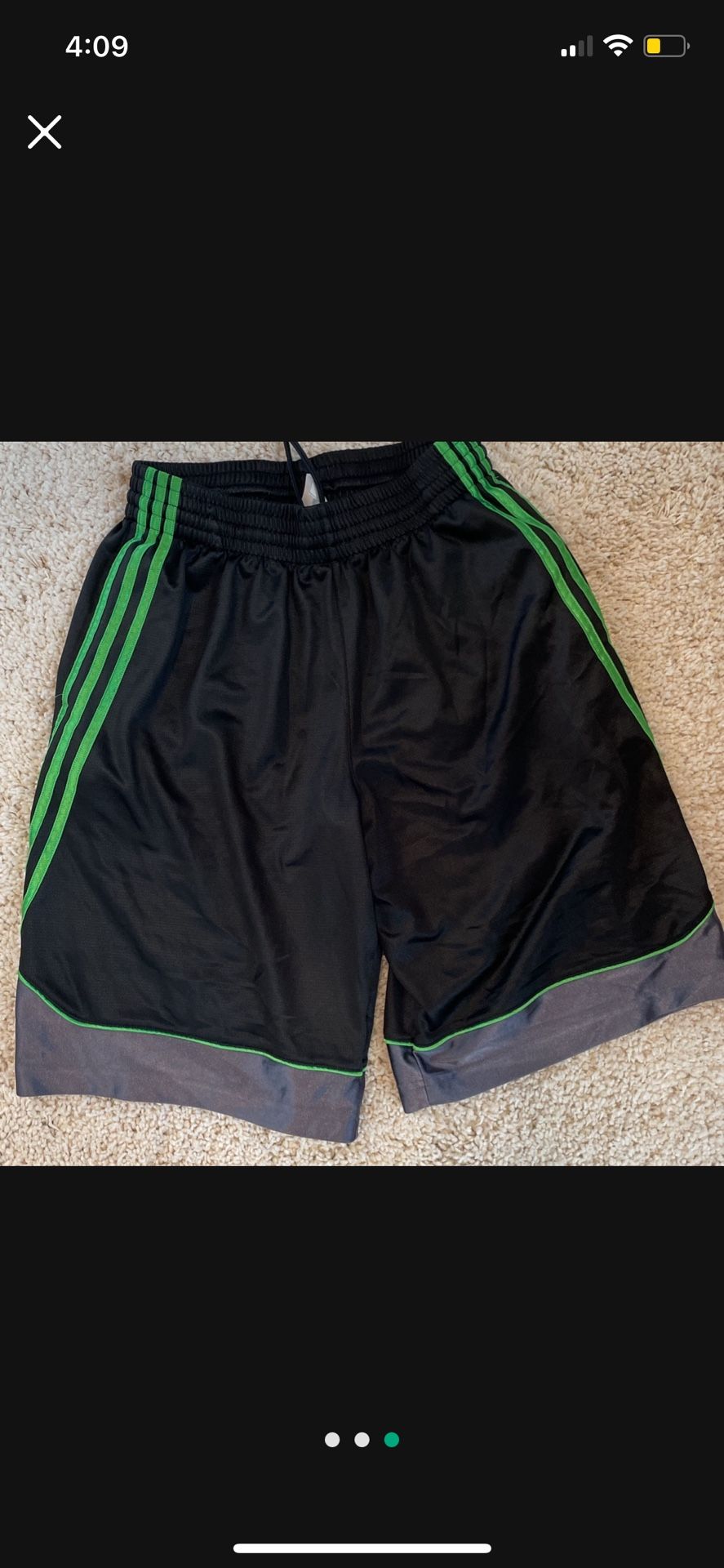 Men’s Medium Adidas Green Black Gray Athletic Shorts Basketball