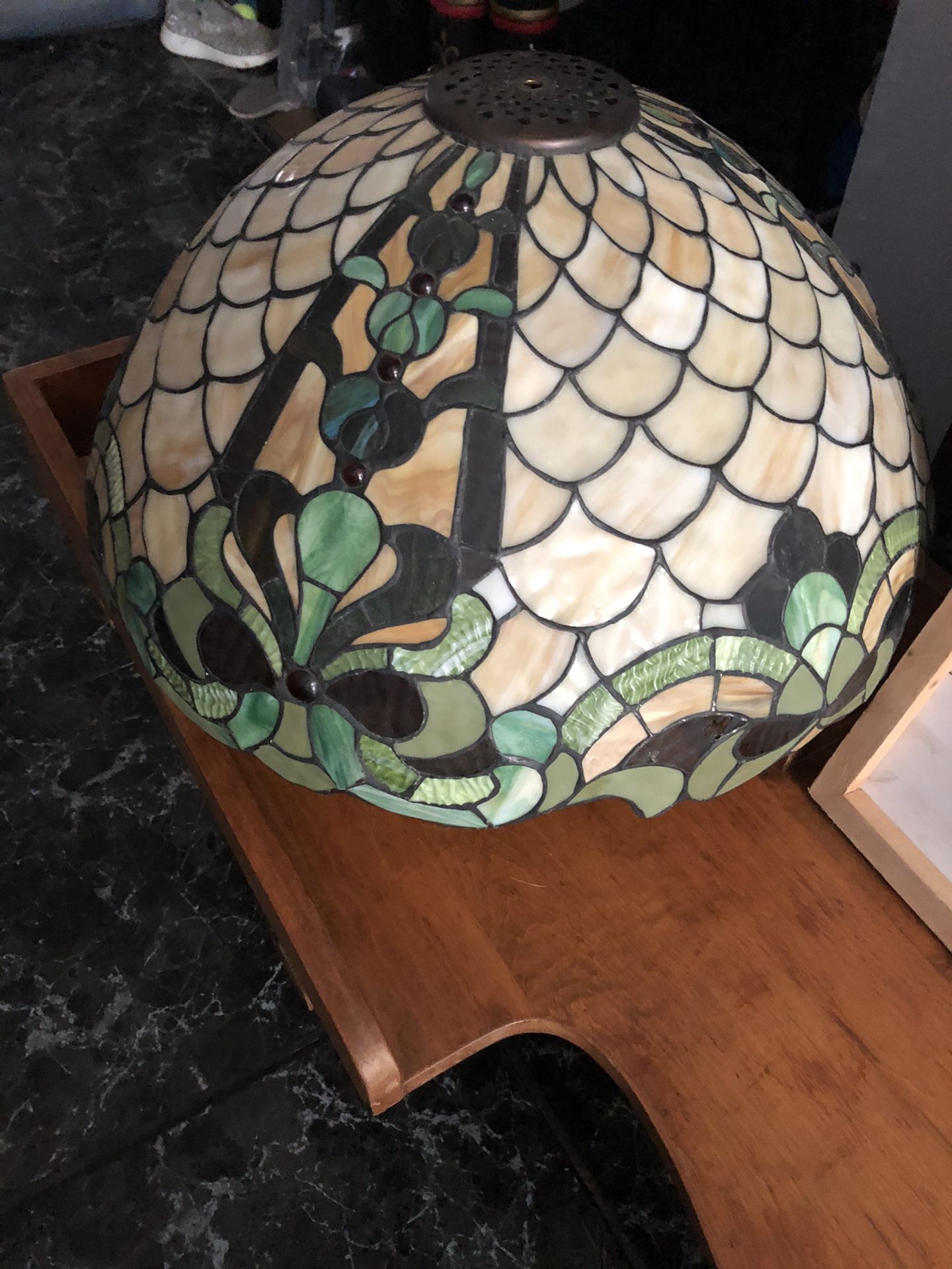 Large stain glass light fixture