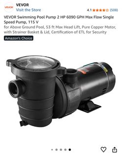 Vevor 2 hp above ground pool pump