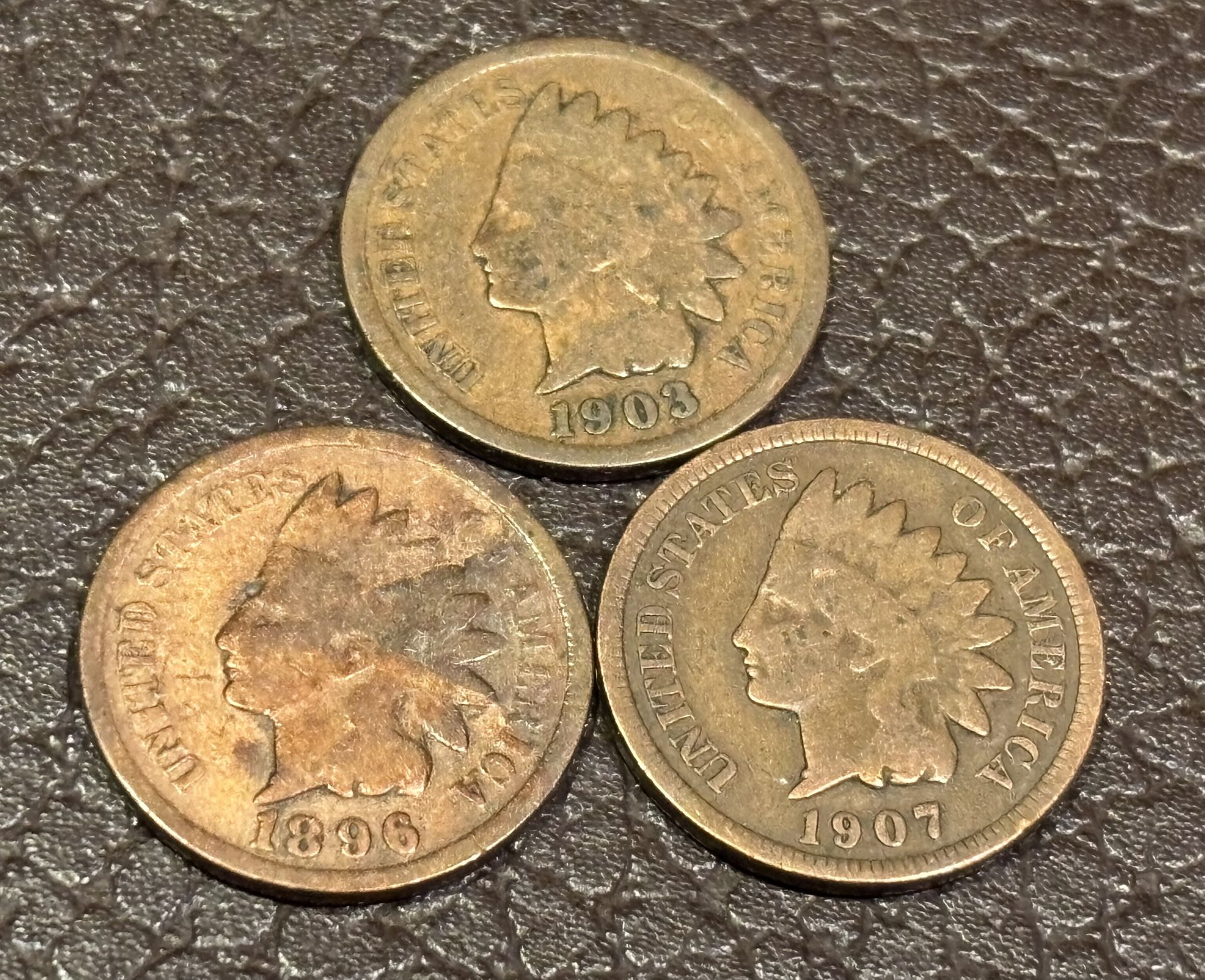 1 cent Indian Head 1896, 1903, 1907. Collectible Coin USA 