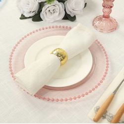 10 Pack Transparent Blush Plastic Plates