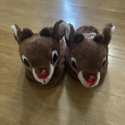 Rudolph Red Noses Reindeer Kids Slippers Size 13-1