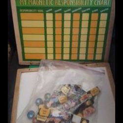 Melissa and Doug magnetic wood responsibility chore chart. Edges discolored. Pu west, east or north