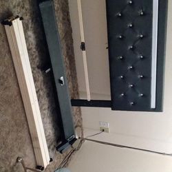 Black Upholstered LED Queen Size Platform Bed Frame