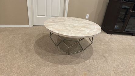 36” round sturdy stone top coffee table