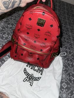 Red MCM visetos backpack small 