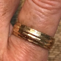 14k solid gold textured wedding band