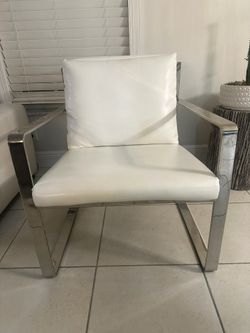 White Uph Ascent Chair /Stainless steel.   Dimensions: 28"-W × 32"-H × 35" -D