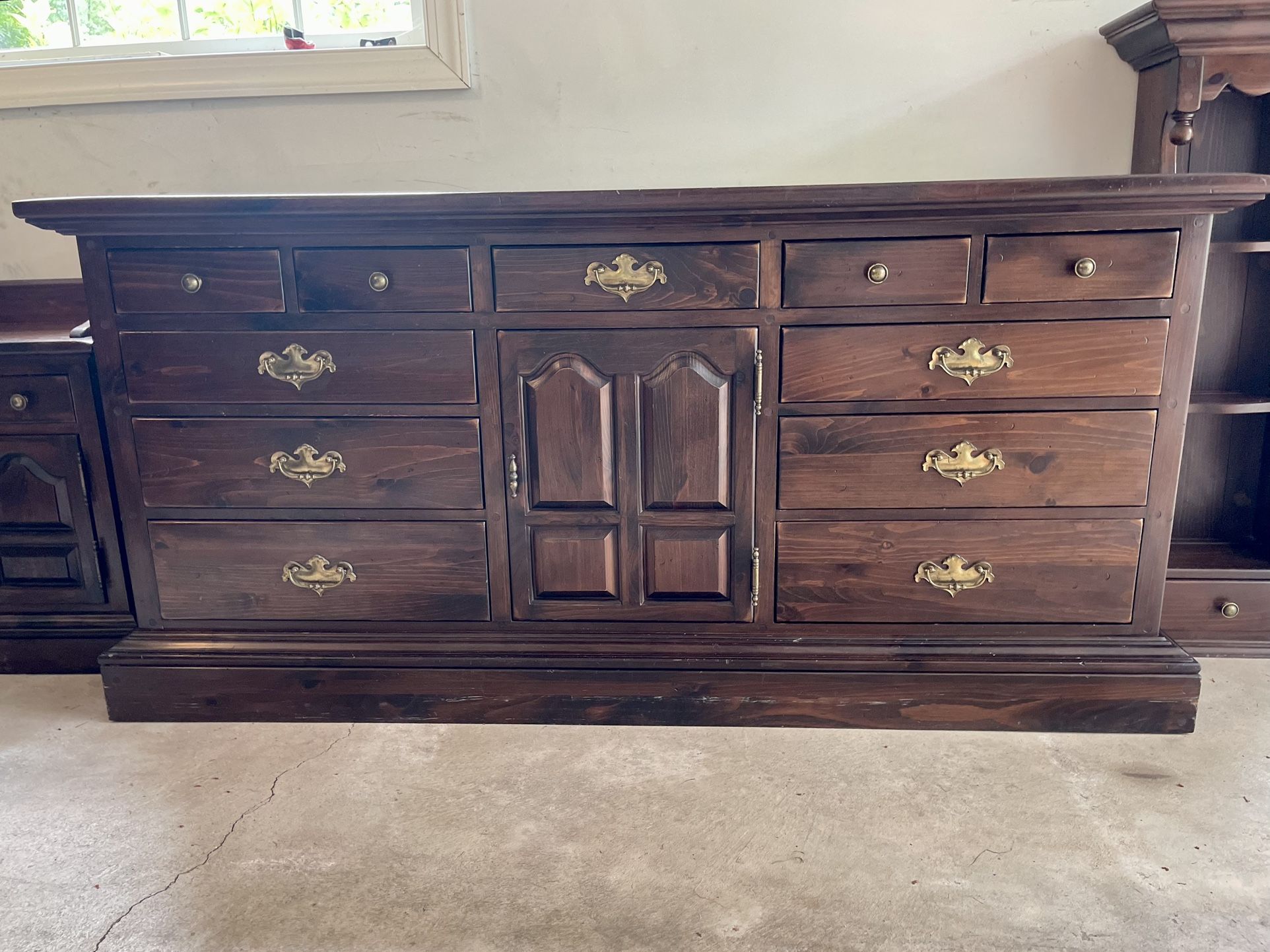 Ethan Allen Dresser with Hutch & Nightstand