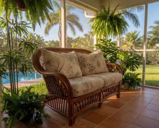 BEAUTIFUL Palm Springs Rattan Loveseat