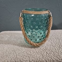 Vintage Blue Hobnail Glass Lantern