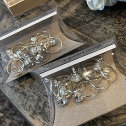 2 Sets Of 12 Silver Plastic Engagement Rings For Wedding Decor