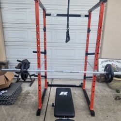 Rit Fit Power Cage With Weight Bench Set Up