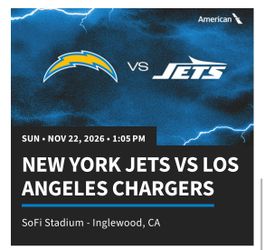 Chargers vs Jets  11/22  2 or 4 Tickets