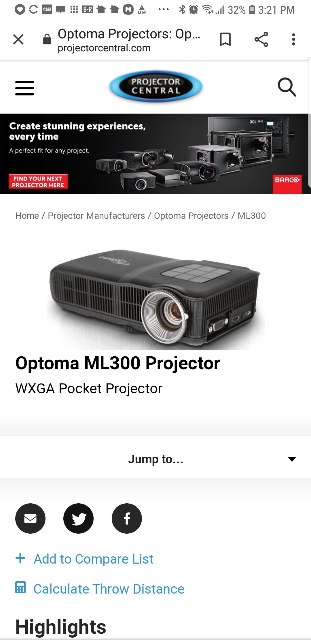 Optoma ml300 small projector