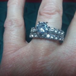 Size 9 1/2 Beautiful European And American FaAndxon Trend Engagement Ring And Wedding Band SetAI