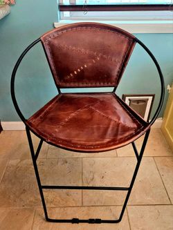 Pair of Leather Counter Height Bar Stools