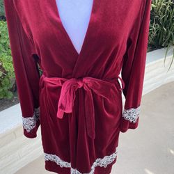 Elegant Red Velvet Robe