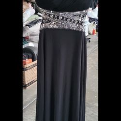 New Betsy & Adam Sequin Beaded One Shoulder Open Back Evening Party Formal Dress