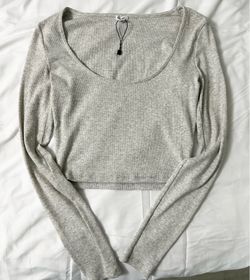Garage Grey Ribbed Long Sleeve Size S