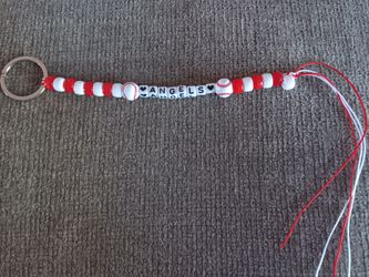 Angels Baseball Beaded Keychain