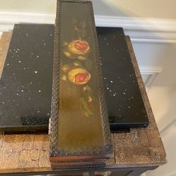 Vintage Russian Handcrafted Wooden Trinket Box, Jewelry Box 11”x 3”