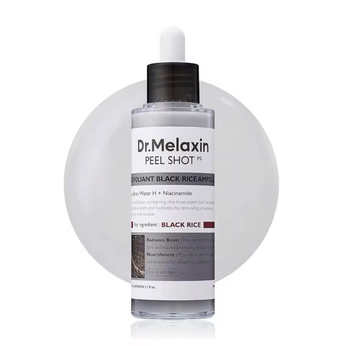 K-Beauty Dr. Melaxin Black Rice Peel Shot 80 ml • Dual‑Layer Exfoliant Ampoule