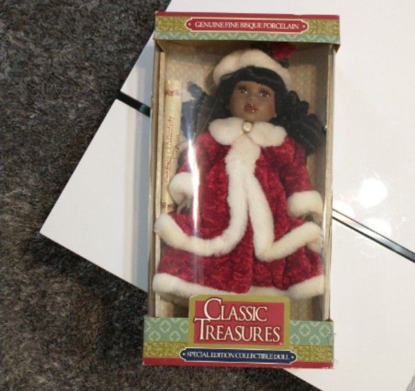 African American Porcelain Christmas Doll