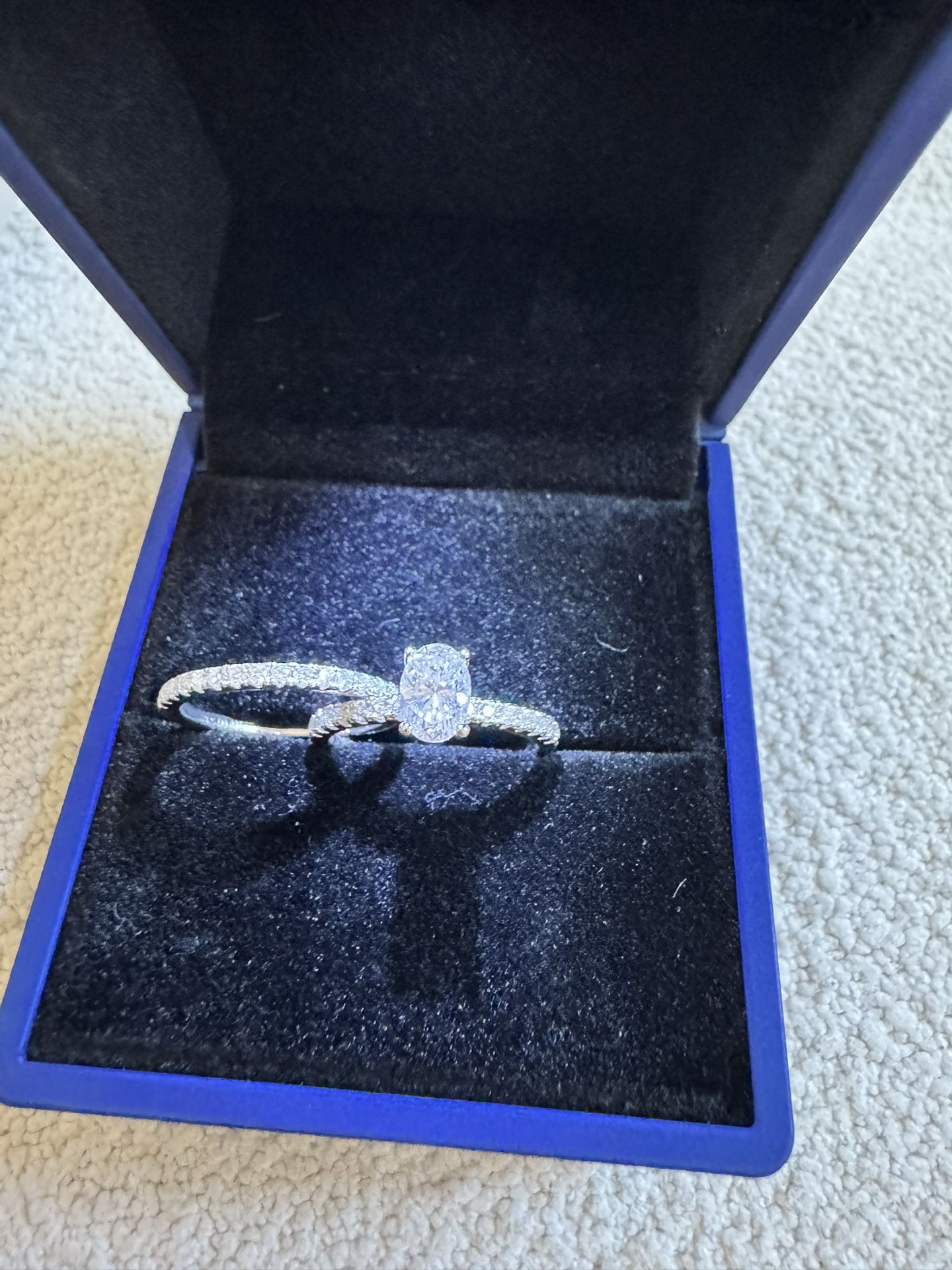 1ct Oval cut Moissanite Wedding Ring With Engagement Band S925 Sterling Silver. Fine Jewelry 