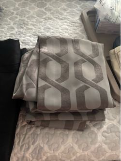 Grey curtain panels