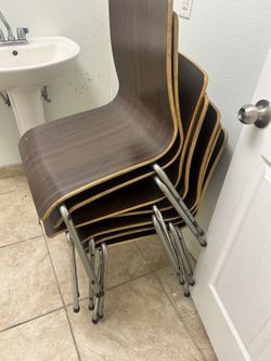 Metal and wood chairs