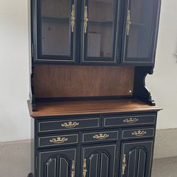 black wooden antique kitchen cabinet 