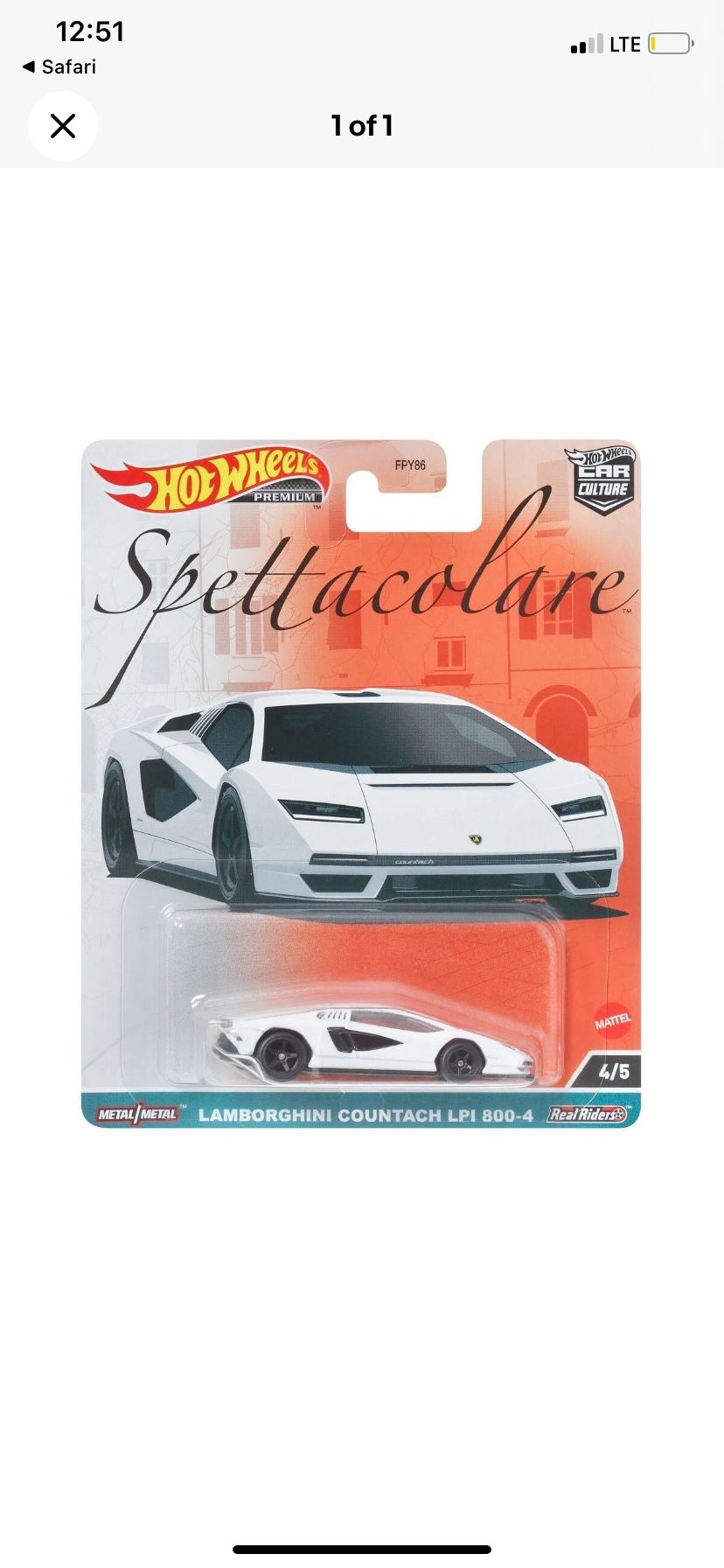 Hot Wheels Premium - 2023 Spettacolare 4/5 Lamborghini Countach (BBHKC40)
