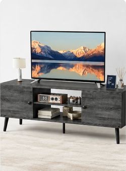 Modern Gray Wood TV Stand / Entertainment Center – New in Box