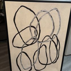 🖤 Modern Abstract Loops (black & silver on canvas)