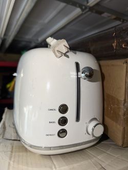 White 2-Slice Toaster with Chrome Accents