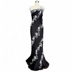 Scala black silk one shoulder maxi dress