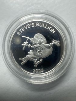 26-(contact info removed) Steve’s Bullion SMK Mint 1/10 oz .999 Silver Round Prospector Donkey Design