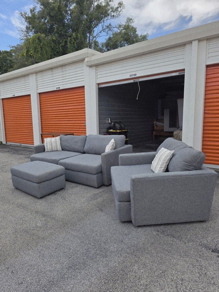 Grey Kevin Charles Sofa & Oversized Chair - FREE DELIVERY