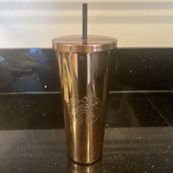 Rare 2017 Release Rose Gold Stainless Steel 24 Oz Starbucks Tumbler Cup