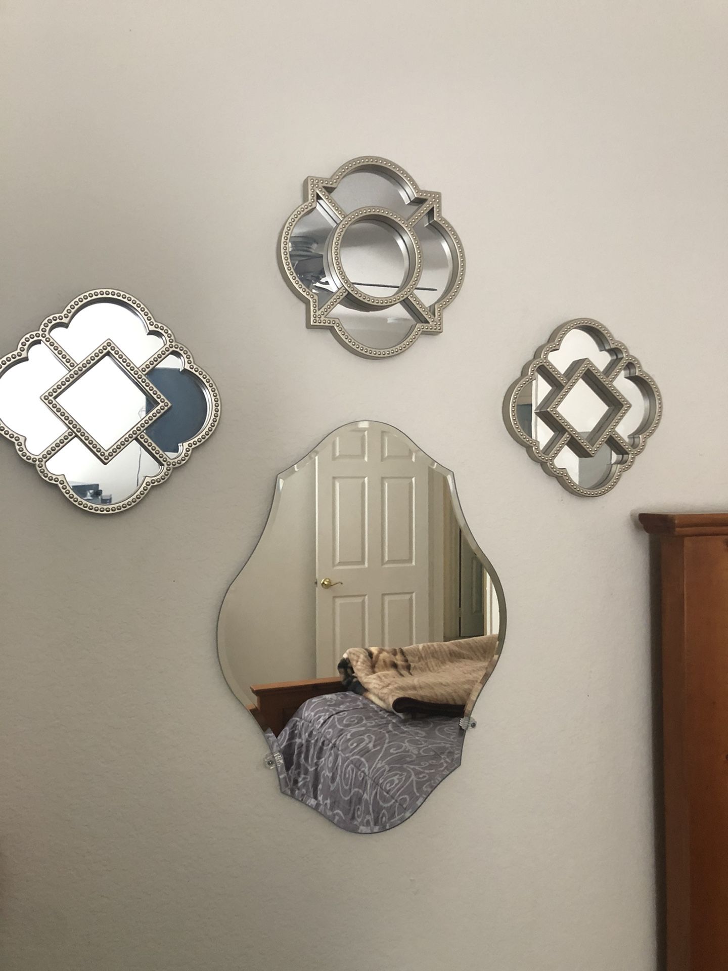 Wall Mirrors-1 medium beveled/3 small