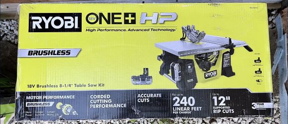 Ryobi ONE+ HP 18V Brushless Cordless 8-1/4 in. Compact Jobsite Table Saw Kit 