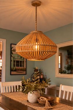 Boho Rattan Bamboo Pendant Light / Hanging Lamp