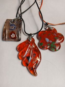 Three new glass pendant necklaces